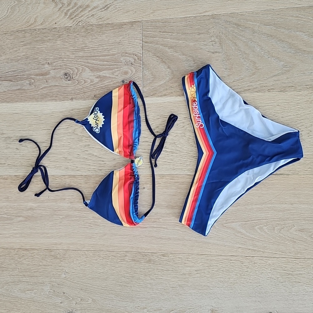 NWOT Surfside Blue and Multicolor Bikini Set